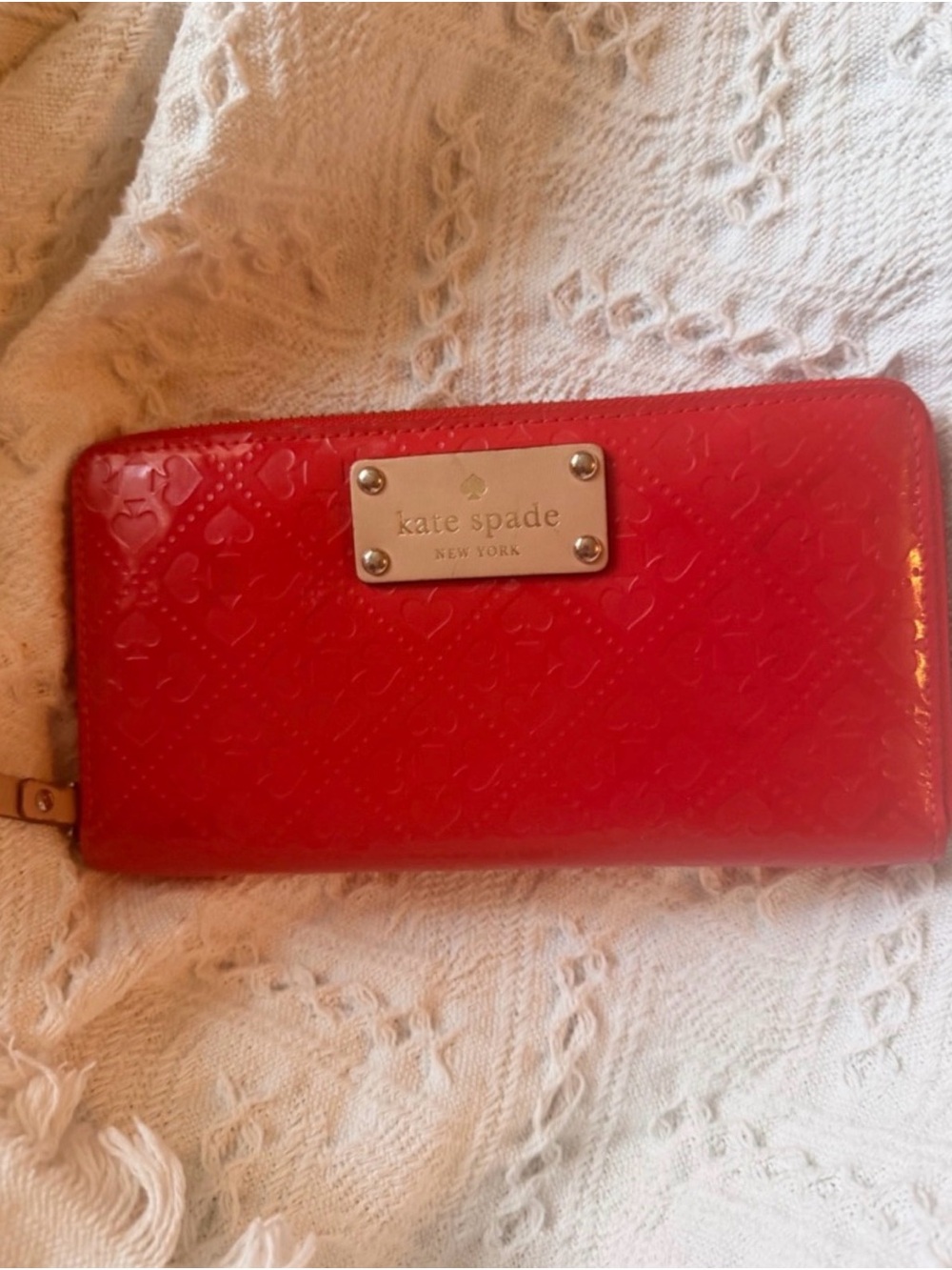 kate spade Beige and Coral Zip Around Wallet